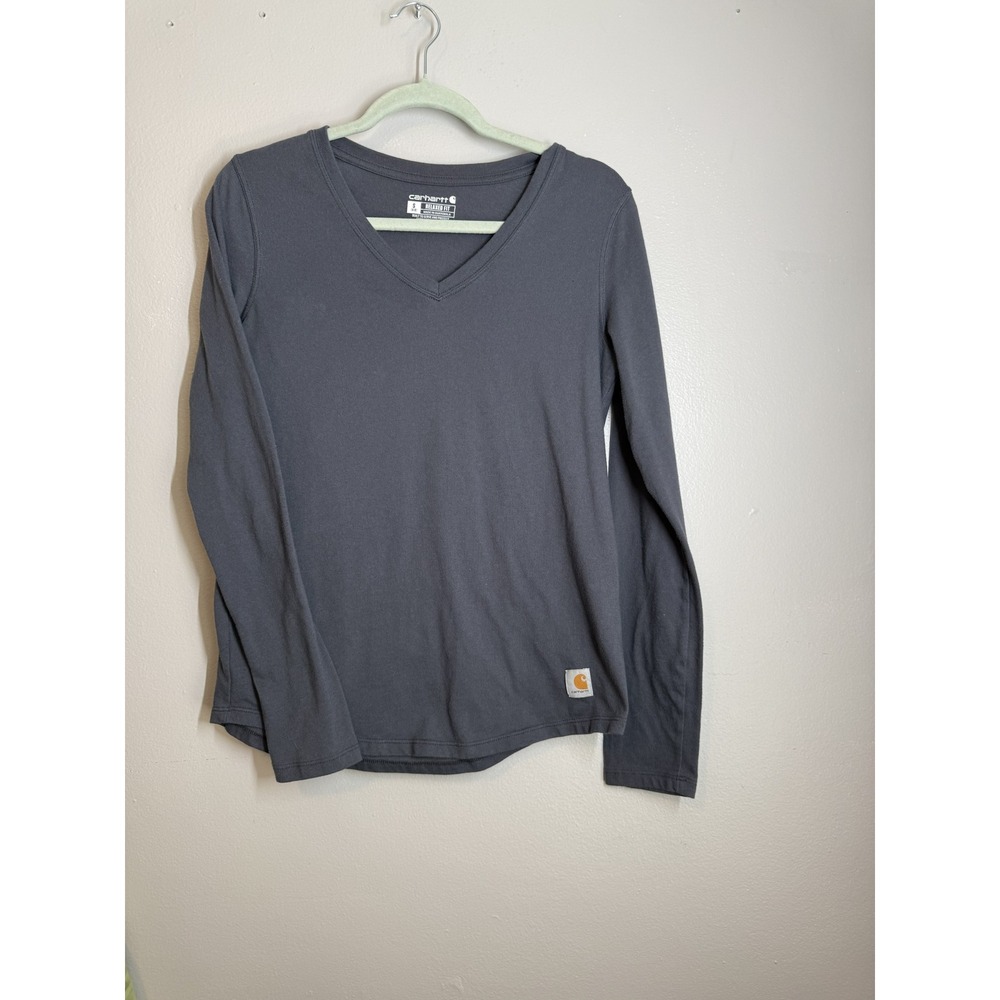 Carhartt Women's Relaxed Fit Long Sleeve V-Neck Shirt – Gray – Size S